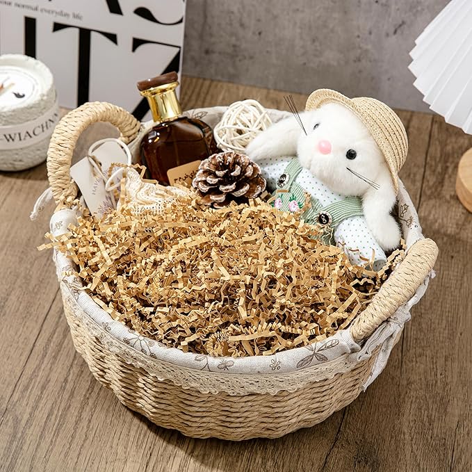 Mefleet 1 LB Crinkle Cut Paper Shred Filler Brown Crinkle Shredded Paper for Gift Box - Gift Basket Bag Filler - Kraft Grass Cushion Stuffing for Christmas Holiday Packaging Wrapping