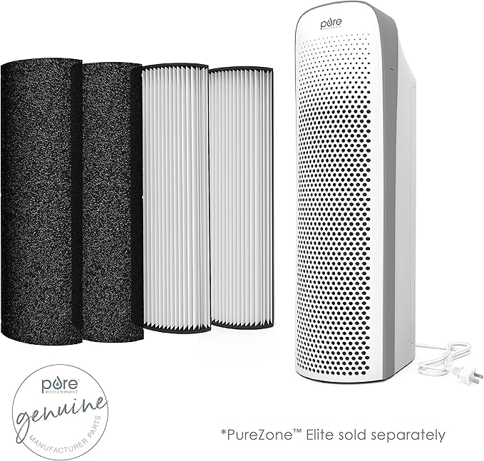 Pure Enrichment® Genuine 2-in-1 True HEPA Replacement Filter for the PureZone™ Elite 4-in-1 Air Purifier - 2 Pack (PEAIRTWR)