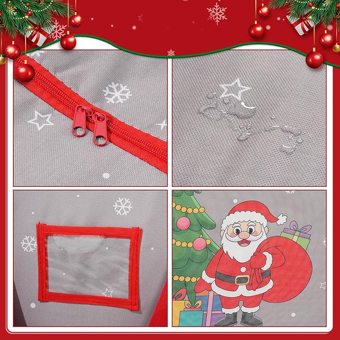 9 Ft Christmas Tree Storage Bag, Waterproof Heavy Duty Oxford, Extra Large Xmas Tree Storage Bag with Handles and Sleek Zipper for Christmas Ornaments Wreath, Grey