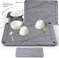 Stone Dish Drying Mat for Kitchen Counter, 2PCS Quick Dry Stone Dishes Mats, Water Absorbing Diatomaceous Earth Drying Pad for Bottles Dish Cups(Dark Gray 15.7"x11.8" & 8"x5")