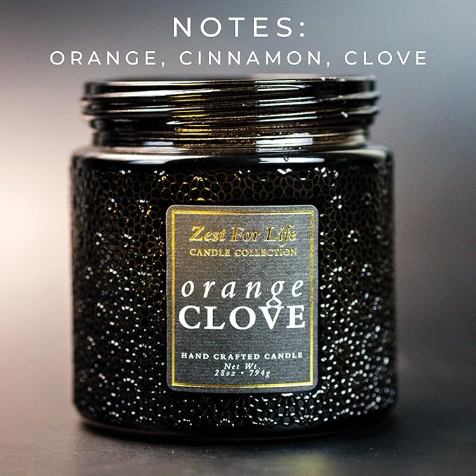 A Cheerful Giver - 28oz Large Scented Candle Jar with Lid- Zest for Life - 130 Hours of Burn Time, Gift for Women (Large, Orange Clove)