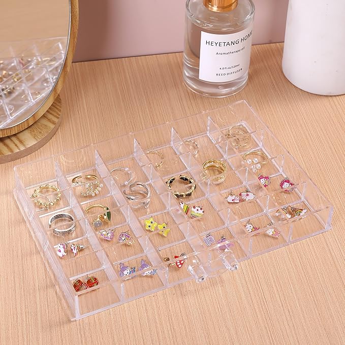 Acrylic Earring Storage Box, Jewelry Storage Holder Transparent Small Compartment Jewelry Display Stand with 5 Drawers for Earring Necklace Rings Bracelet
