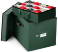 ZOBER Christmas Ornament Storage Box - Stores 36 4" Large Ornaments with Individual Trays - Tear Proof 600D Oxford Fabric - Ornament Organizer Storage Box, Durable Christmas Containers Holder - Green