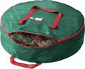 Heavy Duty Wreath Storage Bag 30 Inch, 1-Pack - Christmas Wreath Storage Container Green - Waterproof Plastic Material Wreaths Holder Storages - Holds 30 Inch Wreaths For Year Round