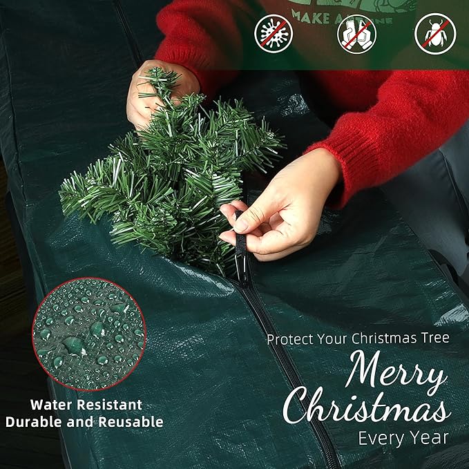 Large Christmas Tree Storage Bags Heavy Duty Tree Bags Holiday Storage Bags Protects From Moisture Or Dust,Alternative To Xmas Tree Storage Box (Green, 9 Ft)