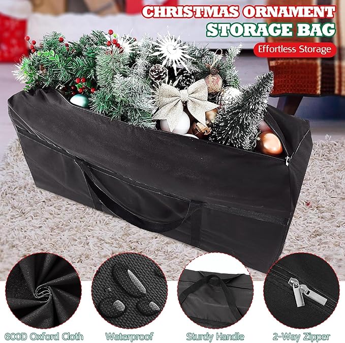 Upright Christmas Tree Bag 7.5 ft /8 ft Christmas Tree Covers for Upright Storage with Zipper & Adjustable Straps with Xmas Ornament Storage Bag Green(medium)