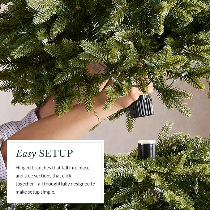 Balsam Hill 7.5 ft Unlit Classic Blue Spruce - Artificial Christmas Tree with 2,960+ Tips, Premium Stand & Easy Assembly for Indoor Holiday Decorating