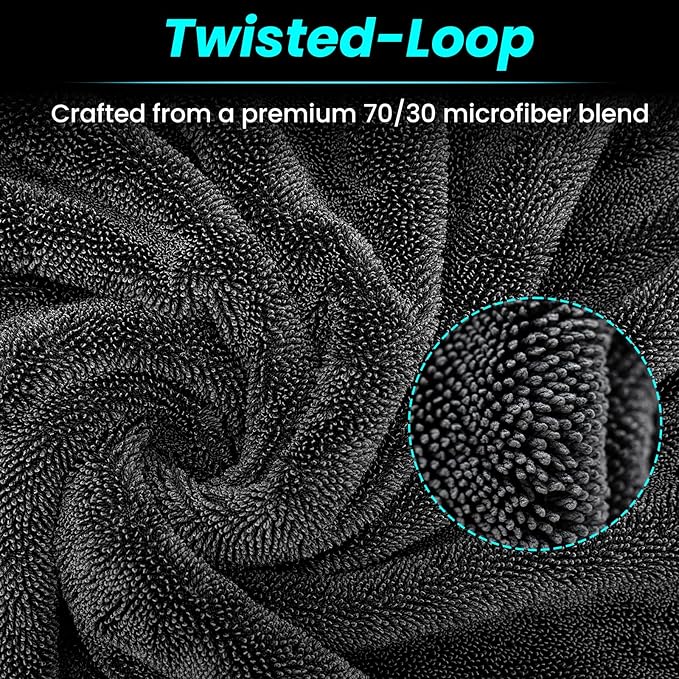 Mysticline 2 Pack 1300 GSM Car Drying Towel,Double-Sided Microfiber Towels for Cars(36" x 24"),Extra Large Ultra Absorbent,Without Residual Lint,Scratches or Water Spots