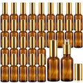 Roshtia 30 Pcs Glass Spray Bottle Clear Empty Bottles Small Refillable Reusable Perfume Bottle with Fine Mist Sprayer Pump for Face Body Travel(2 oz,Amber)