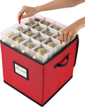 Sattiyrch Christmas Ornament Storage Box,4 Trays with Customizable Dividers,Canvas,Dust-Proof, Holds Up to 64 x 2.36 Ornaments, for Garage/Attic/Basement Storage
