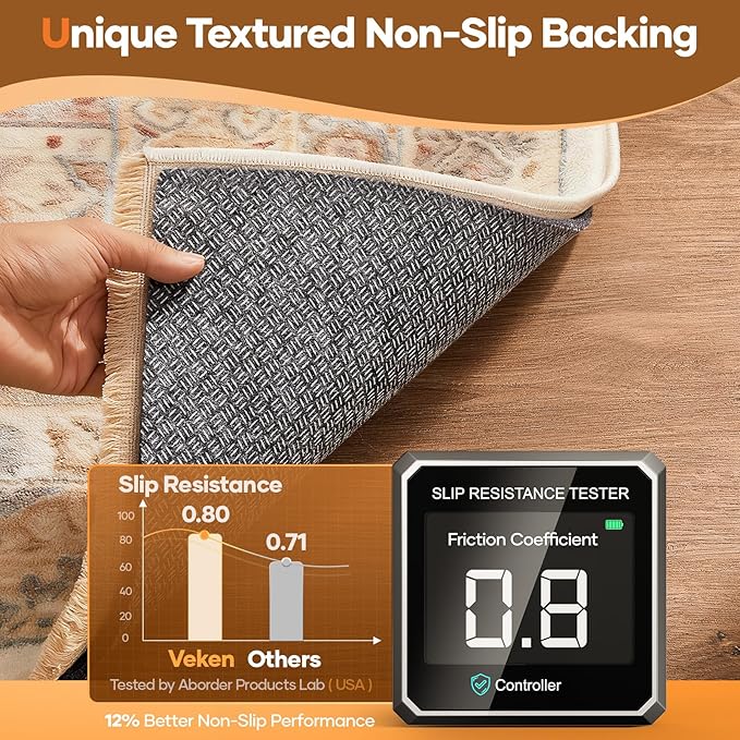 Veken Non Slip Cushioned Rug Pad Gripper 8 x 10 Ft, Felt and Silicone Backing, 1/4 inch Thick Carpet Liner for Hardwood Floors and Finishes, Under Area Rugs Anti Skid Mat, Keep Rugs Safe and in Place