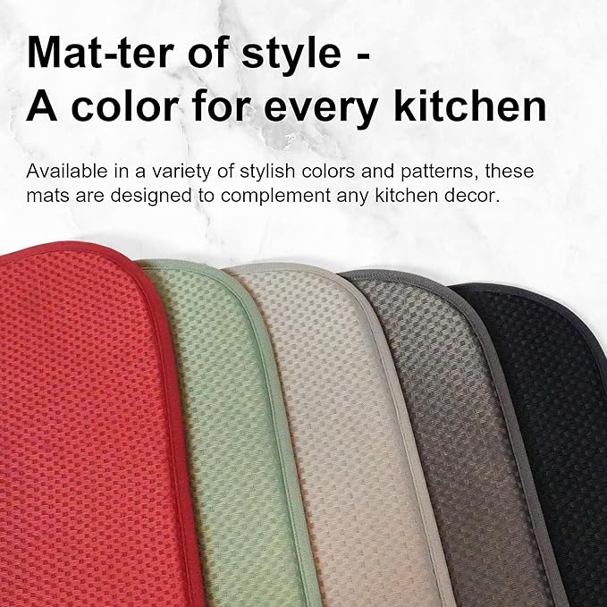 FULL BE DARE 2-Pack Dark Gray Dish Drying Mat 18 x 24 inches – XL Drying Matt Kitchen Counter,Dish Drying Mats for Kitchen Counter, Super Absorbent, Anti-Slip, Fast Drying, Kitchen Must-Have