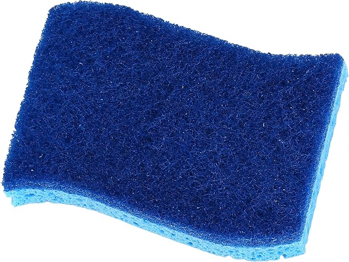 Superio Non-Scratch Cellulose Sponge Kitchen Scrub Sponges with Scouring Pad Set, Good for Non-Stick Cookware Frying Pan, Pot, Counter Top, Sink Scrubbing, Kitchen Scrubbers, Pack of 1, Blue