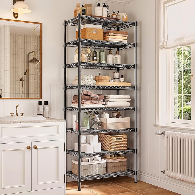 DurayLoly 8 Tier Storage Shelves Wire Shelving Unit 1200LBS,Metal Shelving Adjustable and Heavy Duty Shelves for Storage Rack,Pantry Shelves Kitchen Office Industrial Commercial 72H X 13.8D X 23.6W