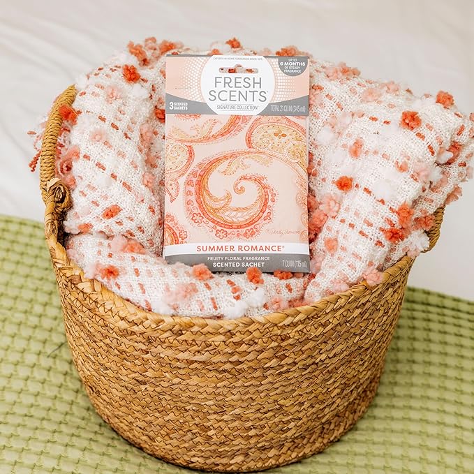Fresh Scents Scented Sachets | Summer Romance | Home Fragrance | Long Lasting (Up to 6 Months) | Air Freshener for Closets, Drawers, & Cars | 6 Pack
