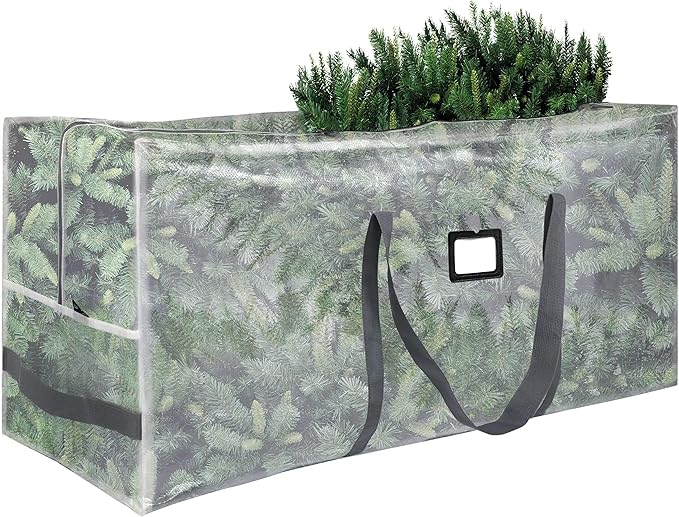 Large Christmas Tree Storage Bags Heavy Duty Tree Bags Holiday Storage Bags Protects From Moisture Or Dust,Alternative To Xmas Tree Storage Box (Transparent, 7.5 Ft)