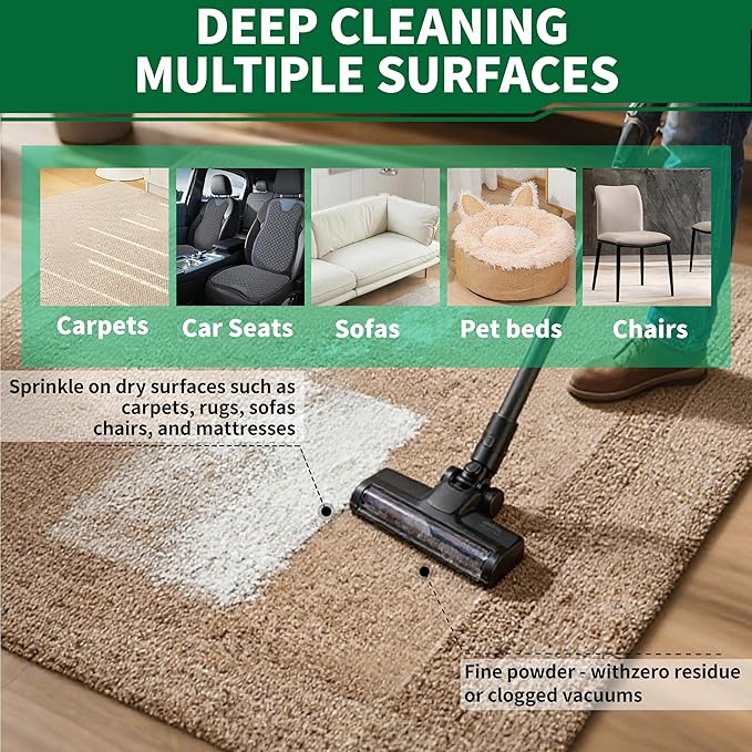 Maebho Carpet Deodorizer Freshener Powder for Pets - Pet Odor Eliminator for Urine, Feces & Vomit | Lemon Scent, Natural Ingredients Safe for Kids & Pets | 21 Oz