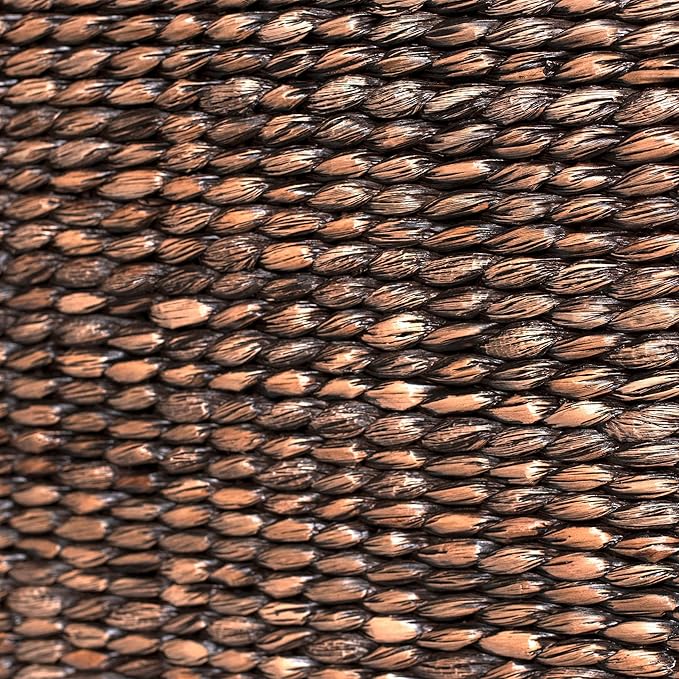 BIRDROCK HOME Storage Cube Box with Lid - Brown Wash Seagrass - Hand Woven Container for Blankets Pillows - Sturdy Metal Frame