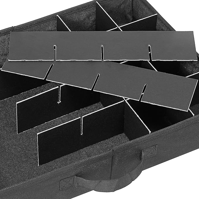 HOLDN’ STORAGE Christmas Ornament Storage Box with Dividers, Holds 72 Ornaments (3 Inch), Large Ball Storage Container with 3 Removable Trays, Durable and Portable - Black