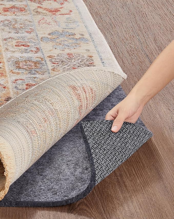 Veken Non Slip Cushioned Rug Pad Gripper 7 x 10 Ft, Felt and Silicone Backing, 1/4 inch Thick Carpet Liner for Hardwood Floors and Finishes, Under Area Rugs Anti Skid Mat, Keep Rugs Safe and in Place