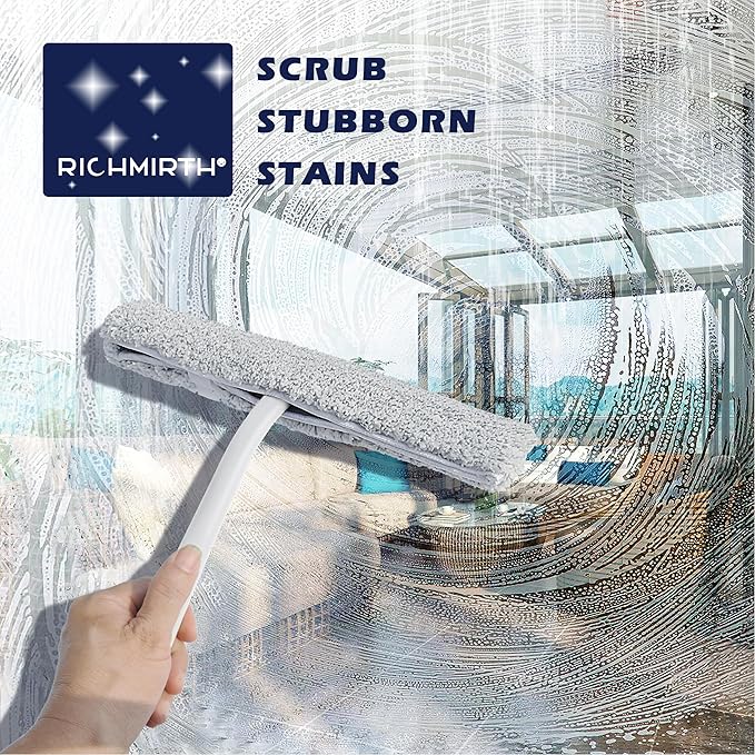 12 Inch Silicone Shower Squeegee for Glass Doors with Hook – Streak-Free Window Cleaner for Bathroom, Mirror, Tile & Car, No Scratch Squeegee with Metal Core