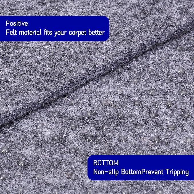 Non Slip Rug Pad 3 x 5 Ft, Felt Under Rug Cushioning, Carpet Padding for Area Rugs on Hardwood, Laminate & Tile Floors, Keeps Rugs Secure