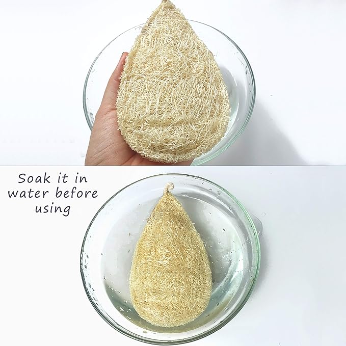 Miw Piw Natural Loofah Dish Sponge Pack 3 Vegetable Scrubber for Kitchen -100% Biodegradable Compostable Dishwashing Scouring Pad Zero Waste Plastic Free Eco Friendly Sustainable