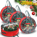 Shappy 4 Pcs Christmas Wreath Storage Bag Plastic Storage Containers for Wreaths Container Christmas Decorative Xmas Plastic Bag Holder Handles Dual Zipper Holiday Wrapping (30 x 7 Inch)
