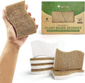 AIRNEX Biodegradable Natural Kitchen Sponge - Compostable Cellulose and Coconut Walnut Scrubber Sponge (6 Pack)