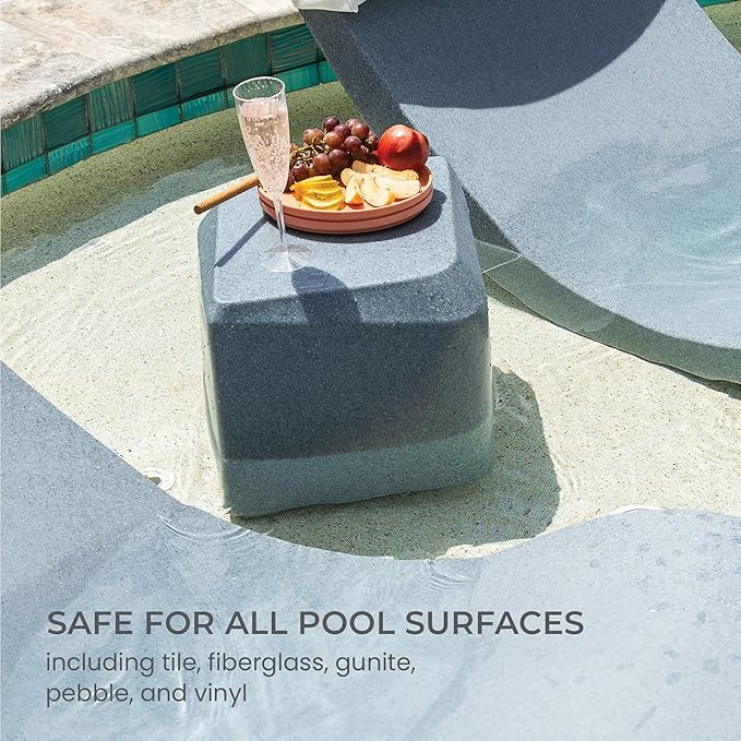 Aqua Outdoors - Small Side Table - for Inside Pool, Sun Shelf & Patio Surfaces - Designed for Shallow Shelves Up to 10” - Compatible with All Pool Types - Poolside & Sun Deck Tanning - Gray Granite