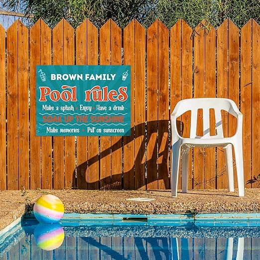 Custom Pool Sign, Pool Rules Enjoy Swimming for Pool Décor Sign, 18x24 Inches, Rust Free .063 Aluminum, Fade Resistant, Made in USA by Sigo Signs