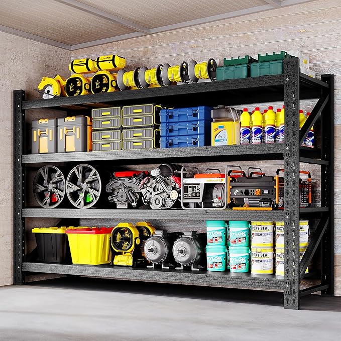 BYNSOE 71" W Storage Shelves 5000lbs Garage Metal Shelving Heavy Duty Garage Shelves Adjustable Storage Shelves for Industrial, Factory,71" W X 24" D X 69" H