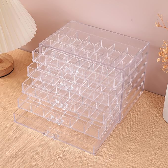 Acrylic Earring Storage Box, Jewelry Storage Holder Transparent Small Compartment Jewelry Display Stand with 5 Drawers for Earring Necklace Rings Bracelet
