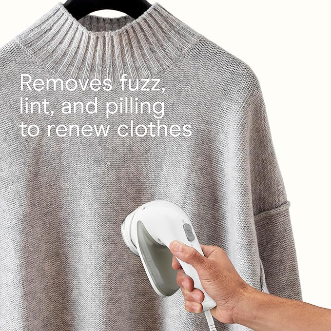 Conair Fabric Shaver and Lint Remover, Rechargeable Portable Clothes Shaver with 3 Settings, Fuzz Remover for Sweaters, Clothing, and Furniture, Large 2-Inch Shaving Head, White