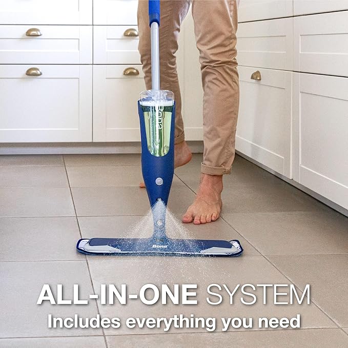 Bona Premium Motion Multi-Surface Floor Spray Mop - Includes Multi-Surface Floor Cleaning Solution and Machine Washable Microfiber Cleaning Pad - for Stone, Tile, Laminate, and Vinyl Floors