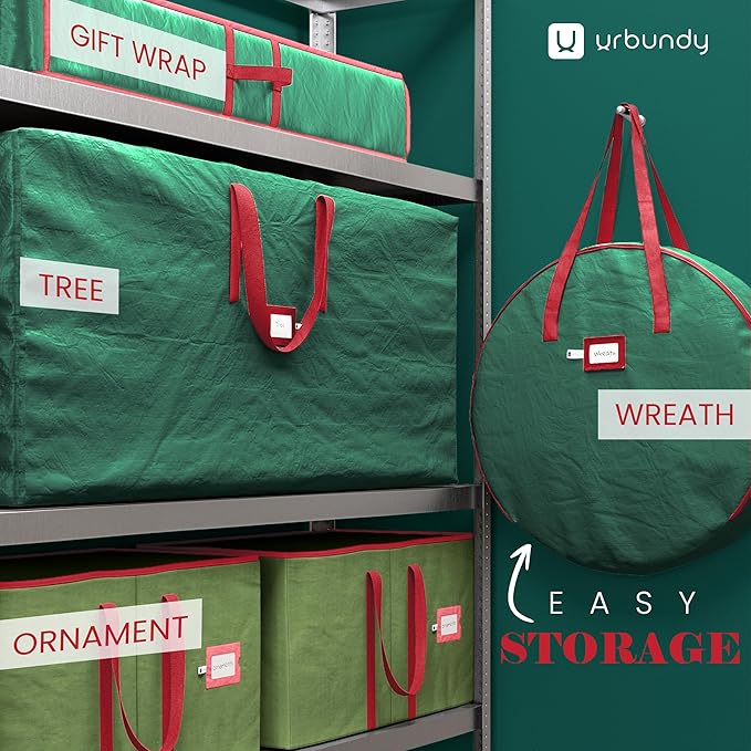 Heavy Duty Wreath Storage Bag 24 Inch, 2-Pack - Christmas Wreath Storage Container Green - Waterproof Plastic Material Wreaths Holder Storages - Holds 24 Inch Wreaths For Year Round