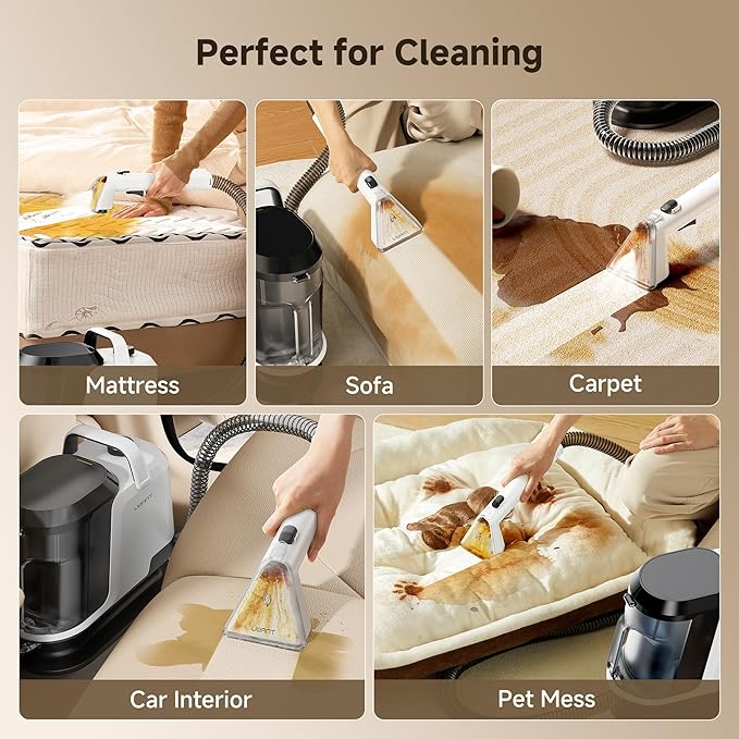 uwant Carpet Cleaner Machine 18Kpa Powerful Suction Upholstery Cleaner for Pet, Portable Carpet Cleaner with Cleaning Tools&Self-cleaning for Spot, Cars,Rug,Furniture