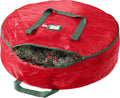 Heavy Duty Wreath Storage Bag 24 Inch, 1-Pack - Christmas Wreath Storage Container Red - Waterproof Plastic Material Wreaths Holder Storages - Holds 24 Inch Wreaths For Year Round