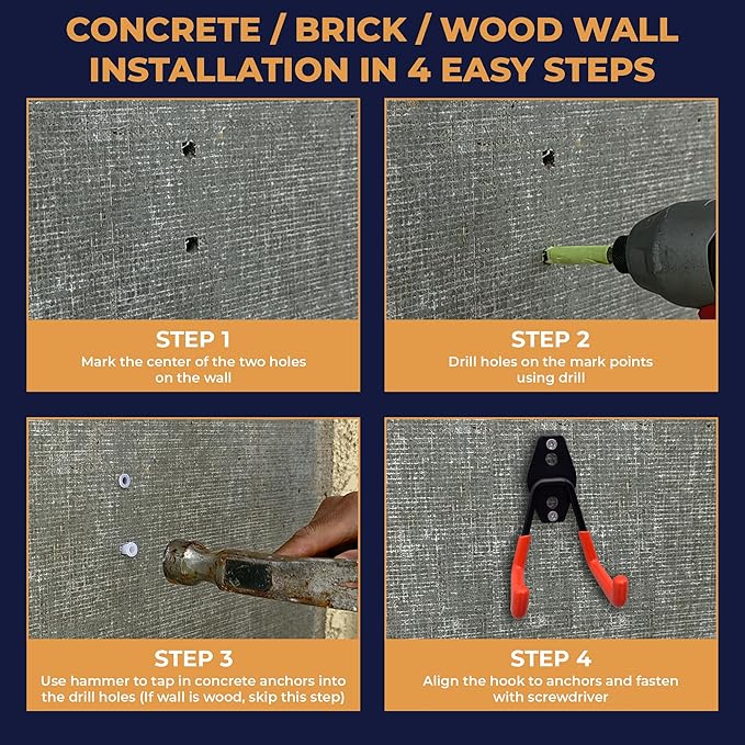 28 Pack Steel Heavy Duty Garage Hooks Storage Hooks with Anti-Slip Coating, Utility Garage Wall Mount Hanger and Organizer for Bikes, Ladder, Rope, Broom, Shovel and Garden Power Tools (28, Orange)