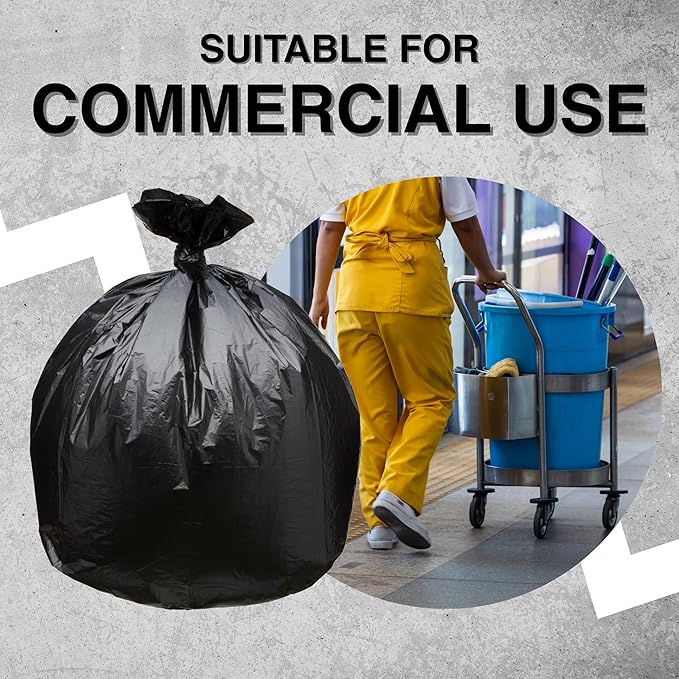 Top Knot Bags 45 Gallon Garbage Trash Bag 40X46" 1.2 Mil Black 100 Count Can Liner Bulk 40 Gallon 41 Gallon 42 Gallon 43 Gallon 44 Gallon Made in USA