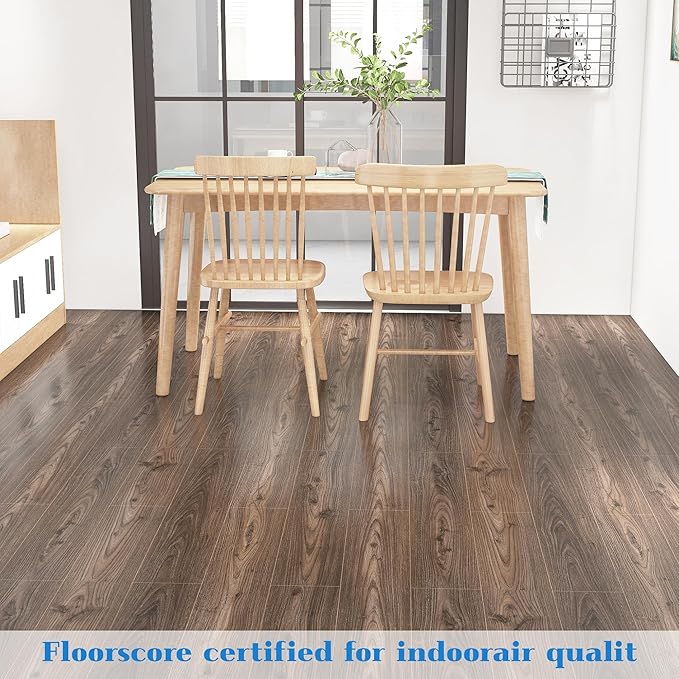 Lareko 18 Sq.Ft,Wood Peel and Stick Floor Tiles,12 Pack Brown Vinyl Flooring (No Adhesive Residue) 36"×6" Waterproof and Non-Slip Laminate Flooring for Renters Bathroom, Living Room(Dark Brown