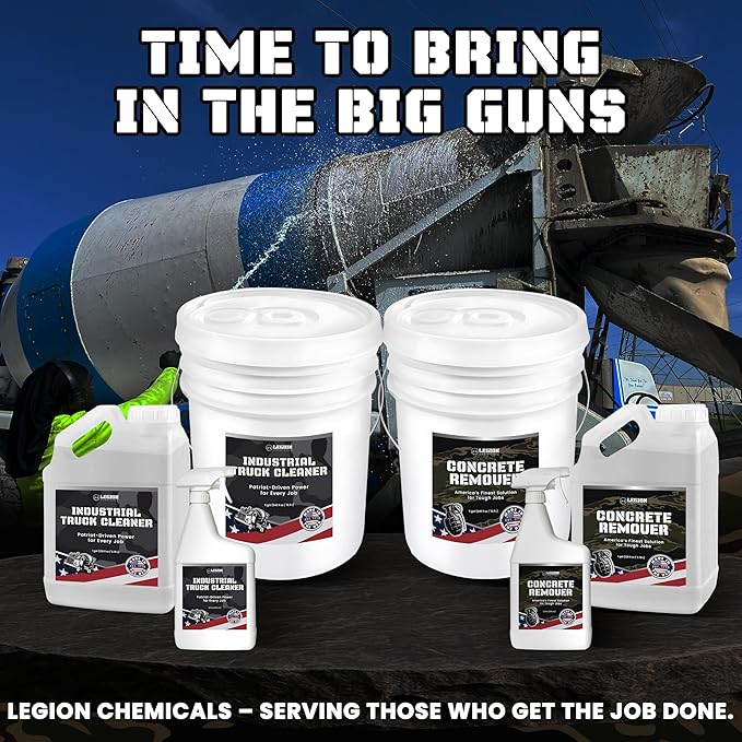 Heavy Concrete Remover – Dried Concrete & Cement Dissolver (Non-Corrosive, Biodegradable Acid Alternative), Safe on Equipment, 1-Gallon Jug