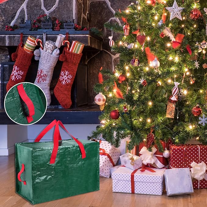 Shappy 6 Pcs Heavy Duty Christmas Storage Bags Extra Large Ornaments Container Moving Bags Xmas Decoration Organizer Storage Bag(Green,65 x 30", 24 x 16", 12 x 12")