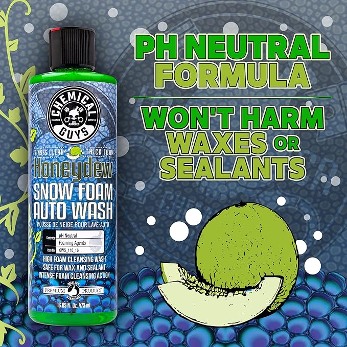 Chemical Guys Car Wash Soap for Foam Cannon or Bucket, Honeydew Snow Foam Car Wash Soap for Trucks, Motorcycles, RVs & More, Super Suds, Honeydew Scent - 64 oz (Half Gallon)
