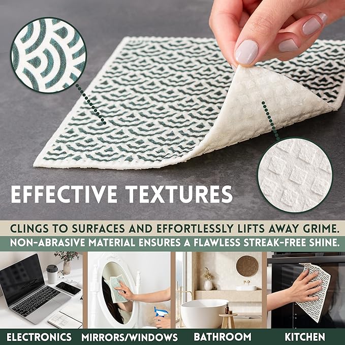 DECEE Swedish dishcloths (Bonsai) 5-Pack, Reusable, Washable Cellulose Cotton Kitchen Cloths,Replace Paper Towels, Sponges, Dish Rags