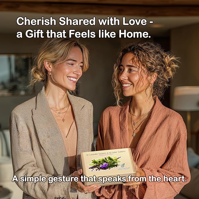 Vivenzia 20 Pack Cedar Sachets & Lavender Sachets for Drawers and Closets – Cedar Chips for Clothes Storage & Dried Lavender Sachets - Drawer Fresheners for Dresser. Closet Deodorizer.