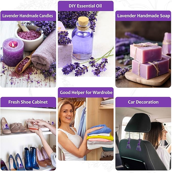 Lavande Sur Terre Bag of 50 Sachets Dried Lavender Flower Lavender Sachets for Drawers and Closets, LV-B-3