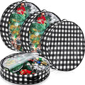 Aliceset 4 Pack Wreath Storage Containers, Christmas Ornament Garland Wreath Storage Bags with Handle Dual Zipper Large Decorative Storages Box for Winter Wreaths(36 x 36 x 7.8 Inch,Black White Plaid)