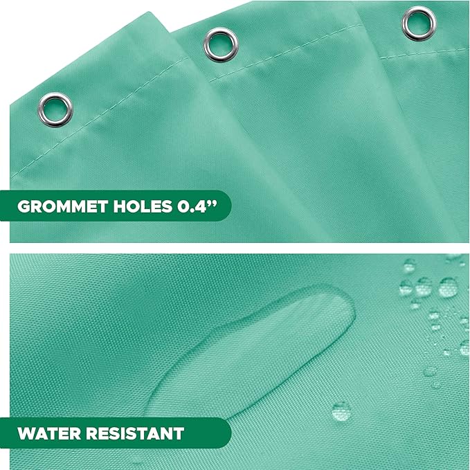 Biscaynebay Quality Fabric Shower Curtain Liners 72 Inch by 72 Inch, Teal Water Resistant Bathroom Curtains Rust Resistant Grommets & Weighted Bottom Hem Machine Washable