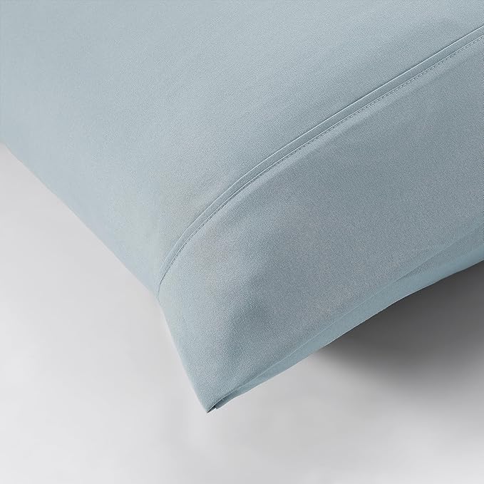 Modern Threads Soft Microfiber Solid Sheets - Luxurious Microfiber Bed Sheets - Includes Flat Sheet, Fitted Sheet with Deep Pockets, & Pillowcases Blue Mist Twin